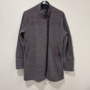 Title Nine Swacket Full Zip Jacket Sweater Tunic Wool Gray Purple Athleisure